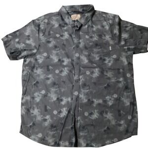 Hurley Mens Short Sleeve Button Up Shirt Tropical Print Size L